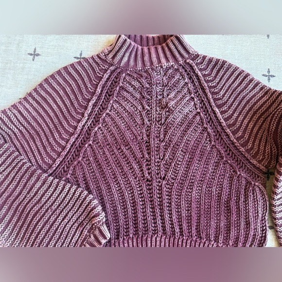 Free People Purple Cable Knit Sweater - Picture 3 of 6
